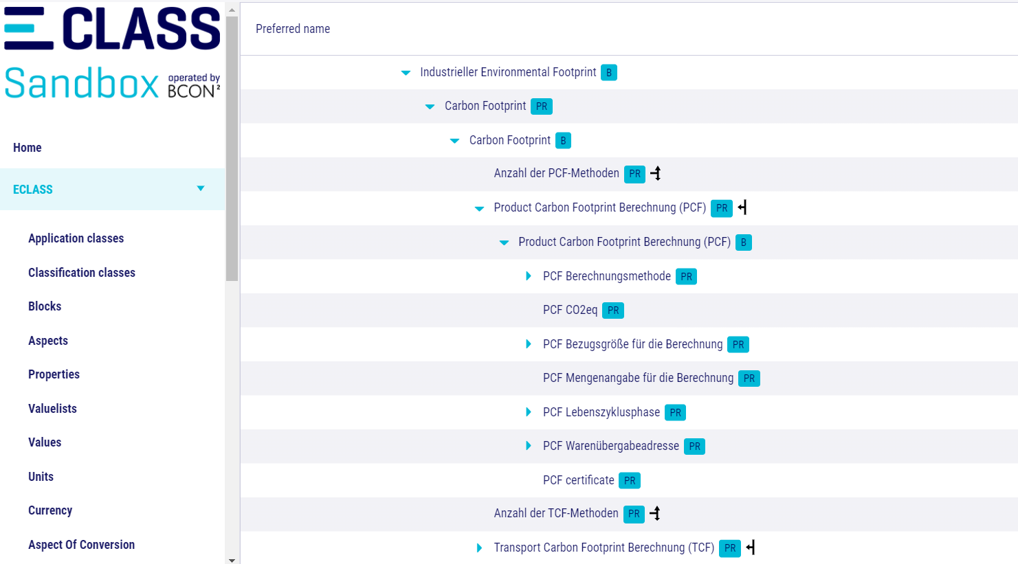 ECLASS-Merkmale mit Umweltparametern.
